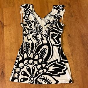 Ruffle front and back v neck top